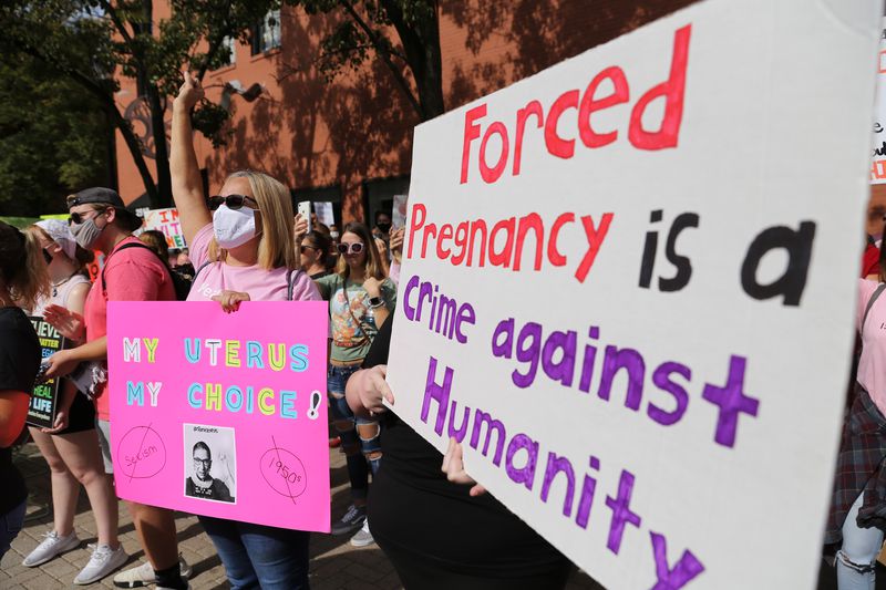 Women protesting abortion restrictions